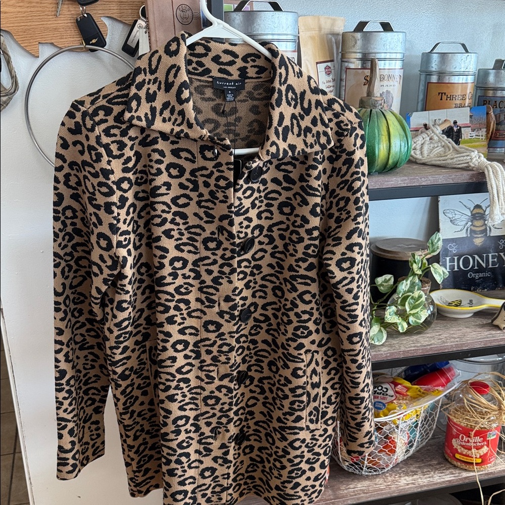 Current Air Leopard Print Button-Down Jacket - Ta… - image 1